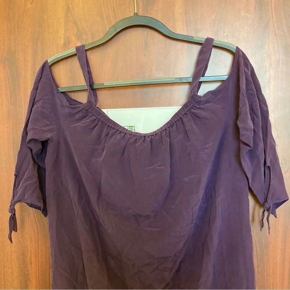 MADEWELL Purple Silk Cold Shoulder Dress Size 6 - Picture 5 of 8